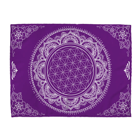 Small Purple Flower of LifeSpiritual  Mandala Tapestry 26x36"