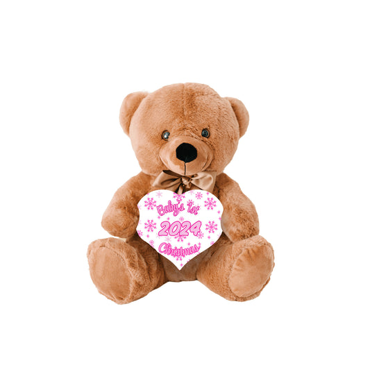 Baby's First Christmas Bear with Plaque - Baby Girl's First Christmas Bear with Plaque